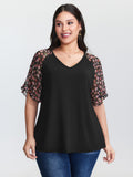 Sheer Floral Print Ruffled Cuff Sleeve Top