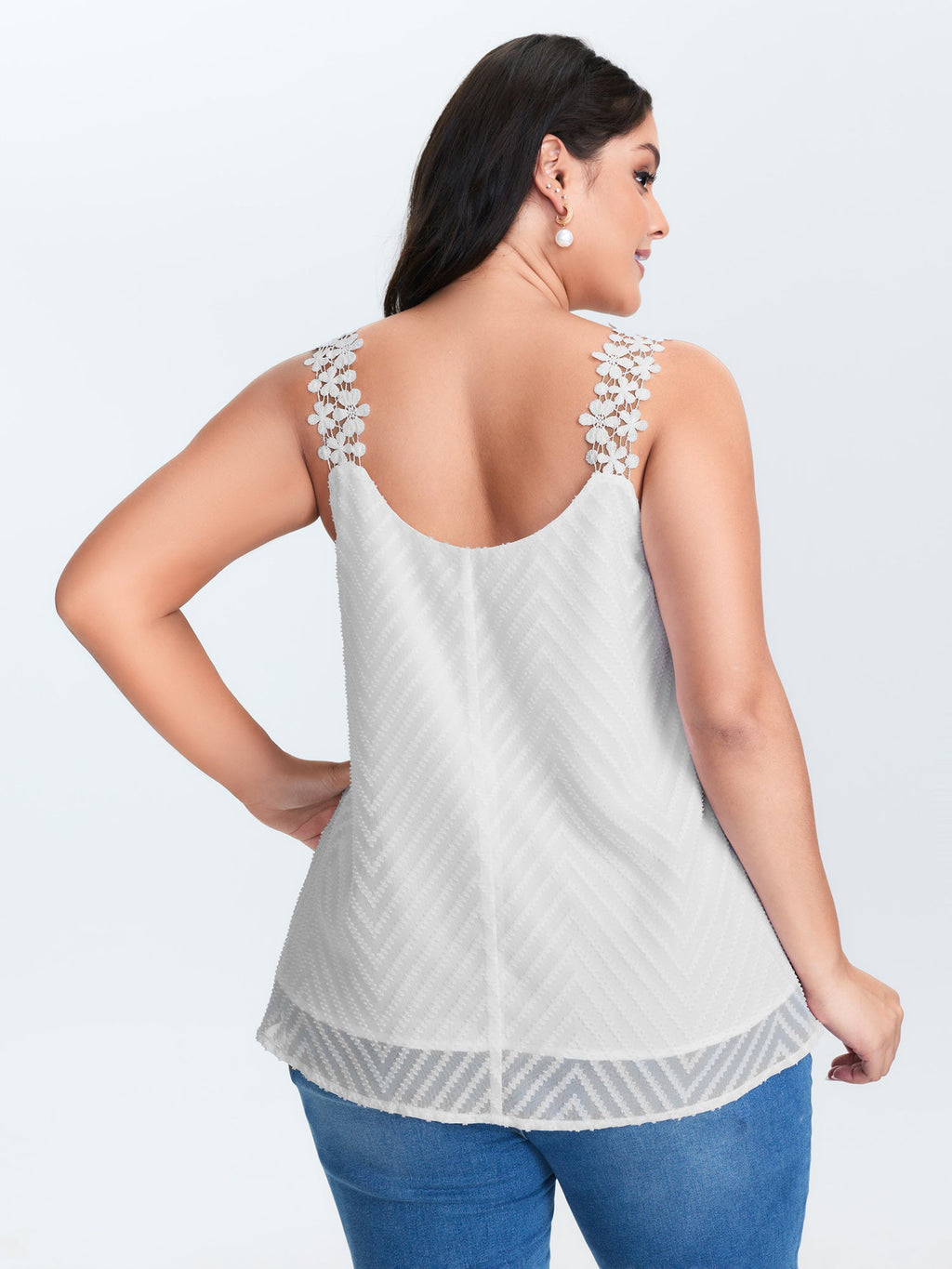 Lace Trim Flowy Tank Top