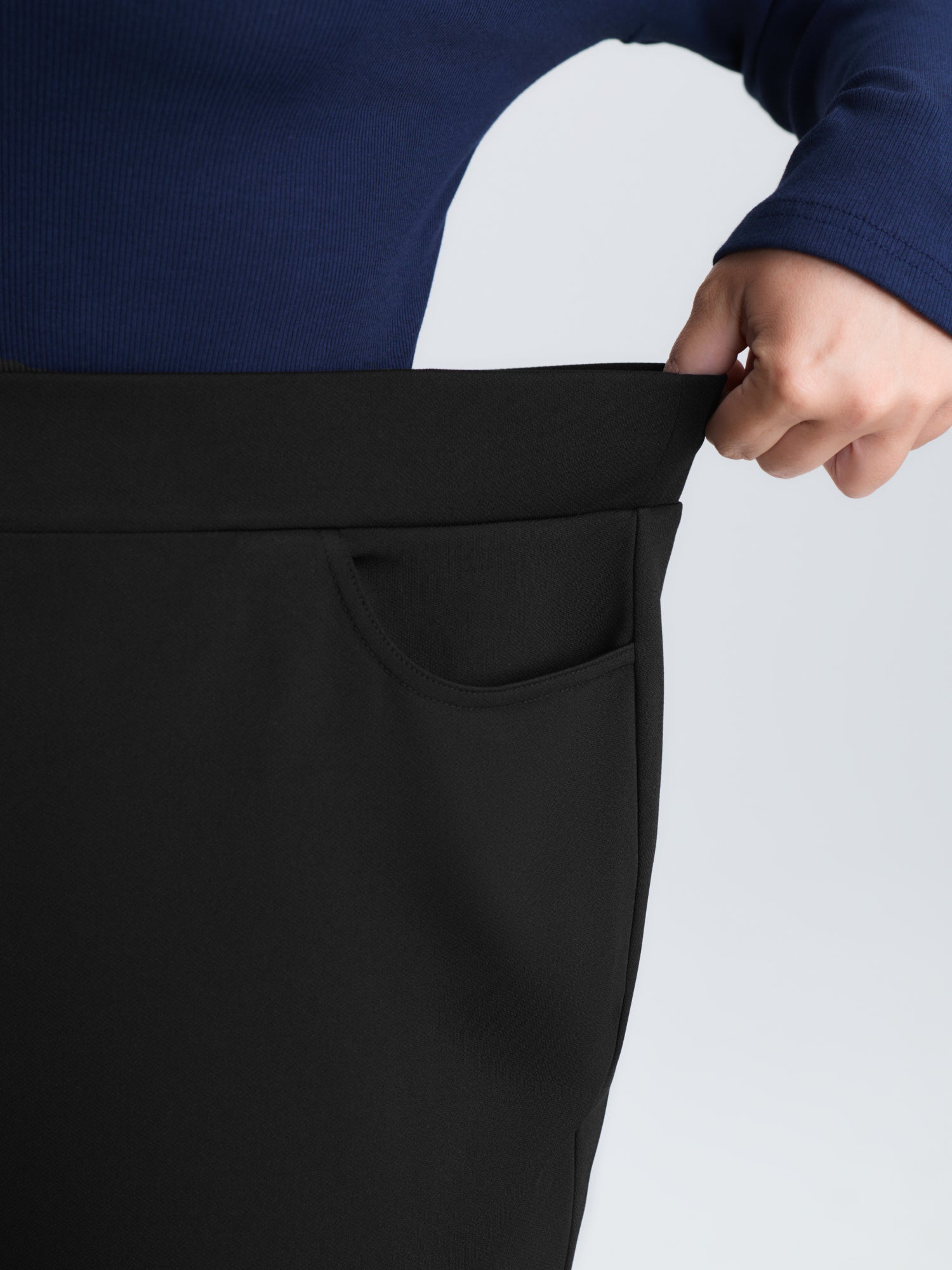 Ruffled Flared Hem Plain Pants