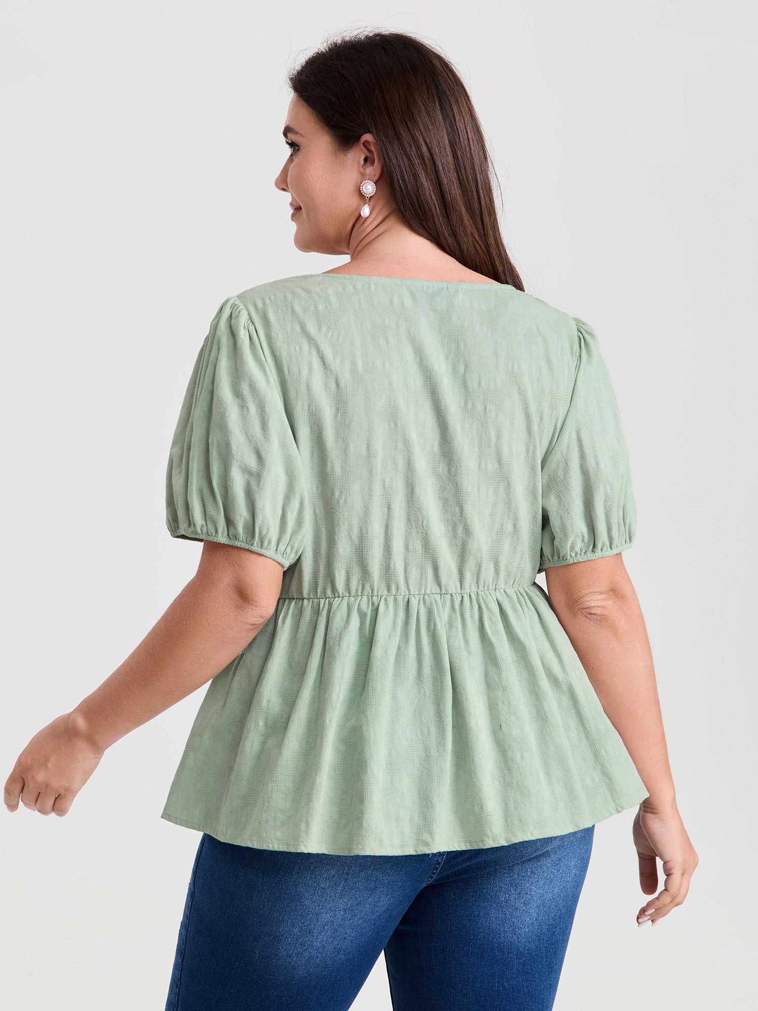 Textured Fit And Flare Plain Blouse