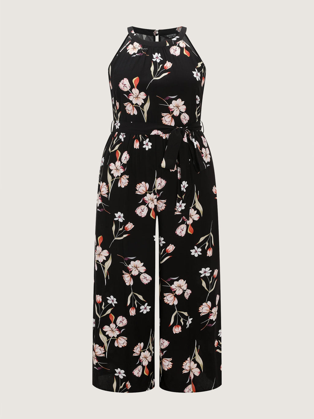 Large Floral Print Halter Neckline Jumpsuit