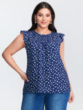 Floral Print Flutter Sleeve Blouse