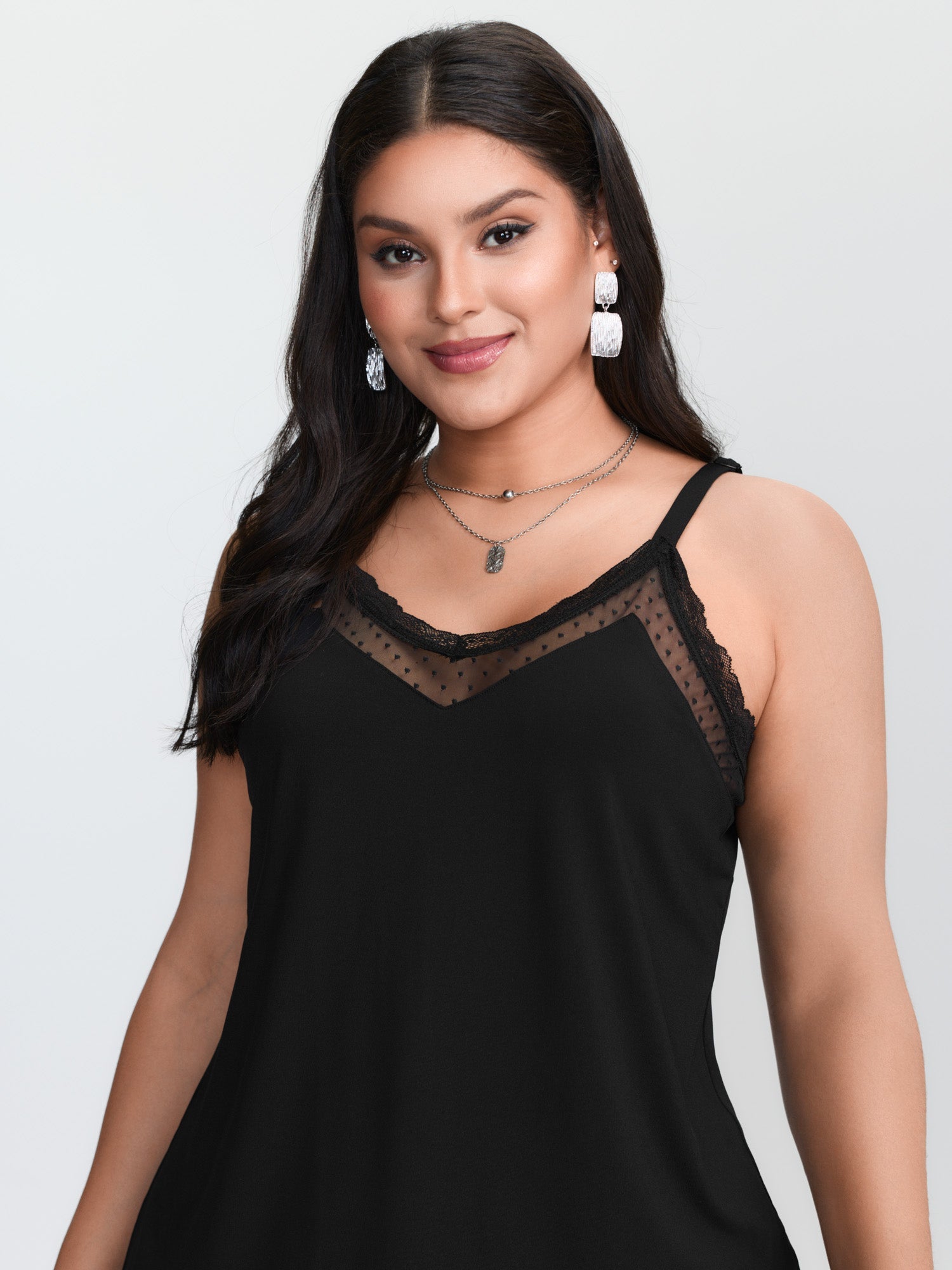 Sheer Lace Cut-Out Tank Top