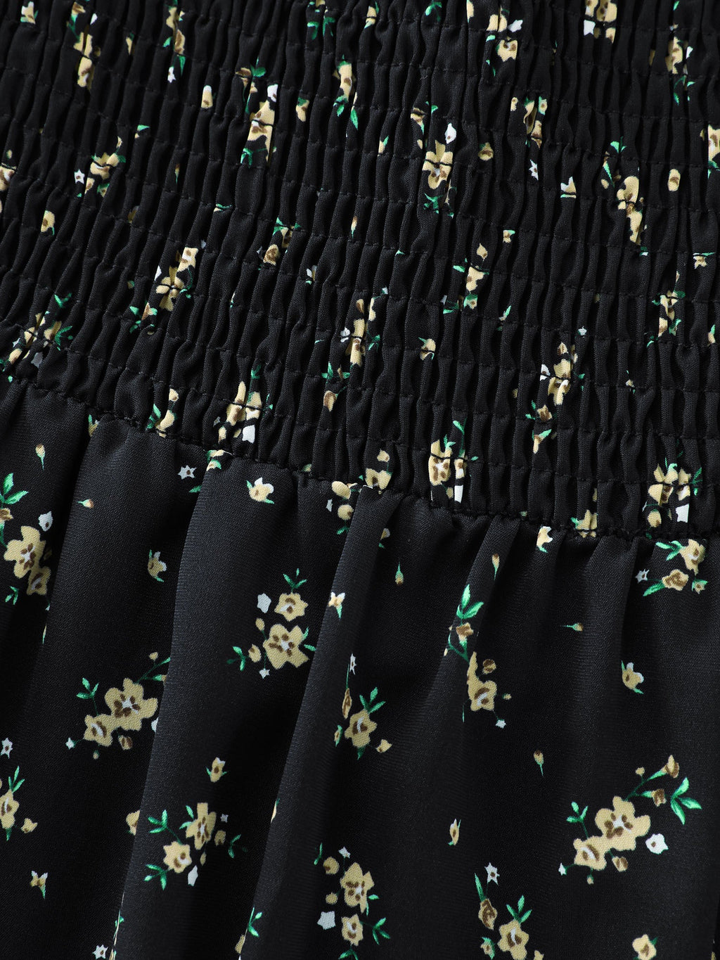 Floral Print Shirred Cinched-Waist Tank Top