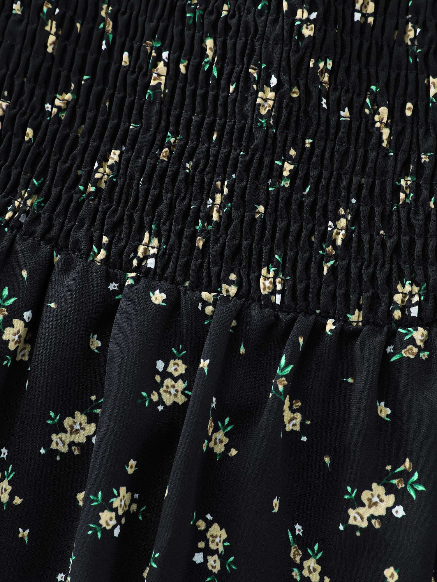 Floral Print Shirred Cinched-Waist Tank Top