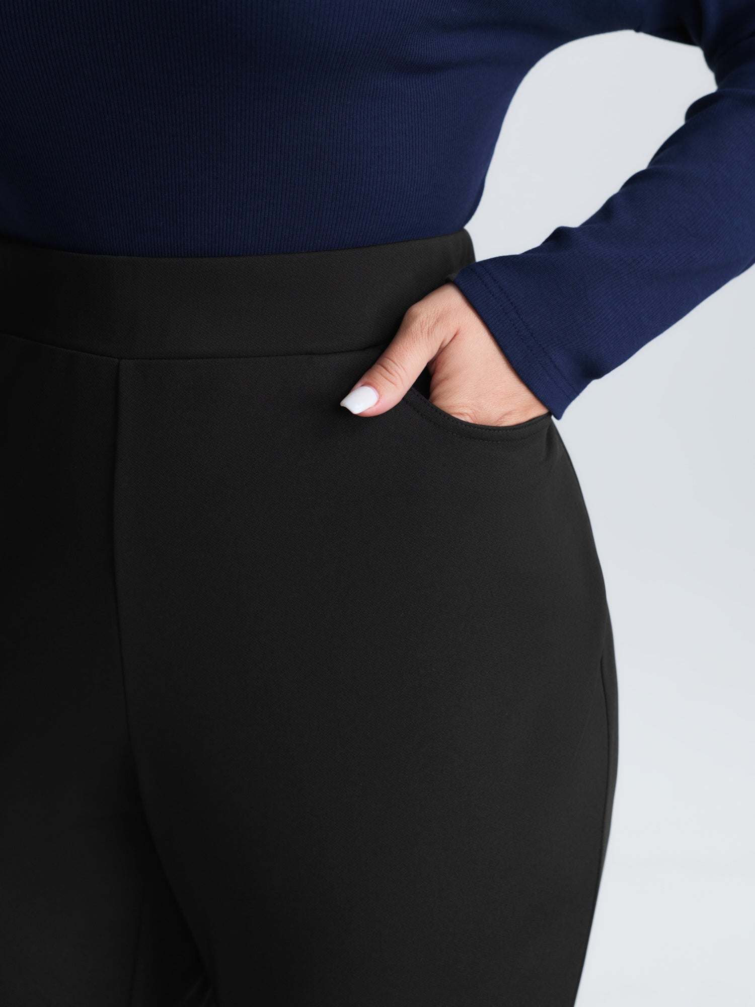 Ruffled Flared Hem Plain Pants