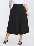 Stretchy Waist Wide-Leg Pants
