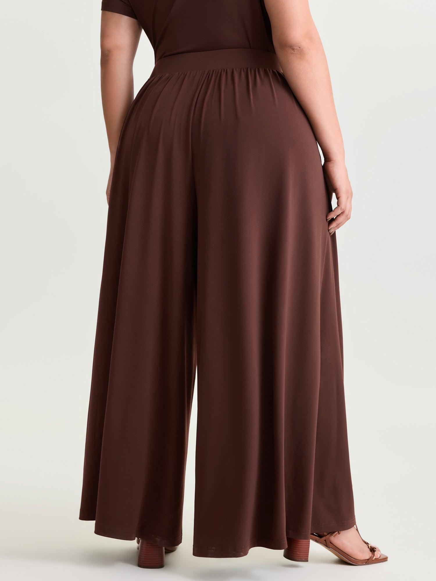 Supersoft Stretchy Pleated Flared Plain Pants