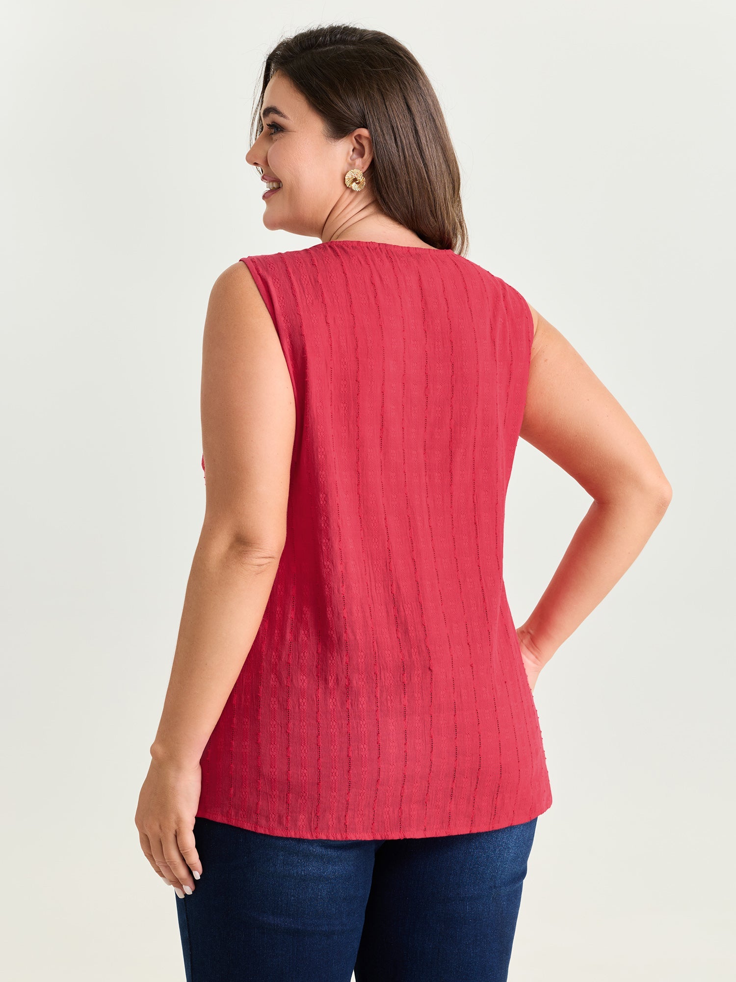 Cotton Floral Lace Detail Textured Tank Top