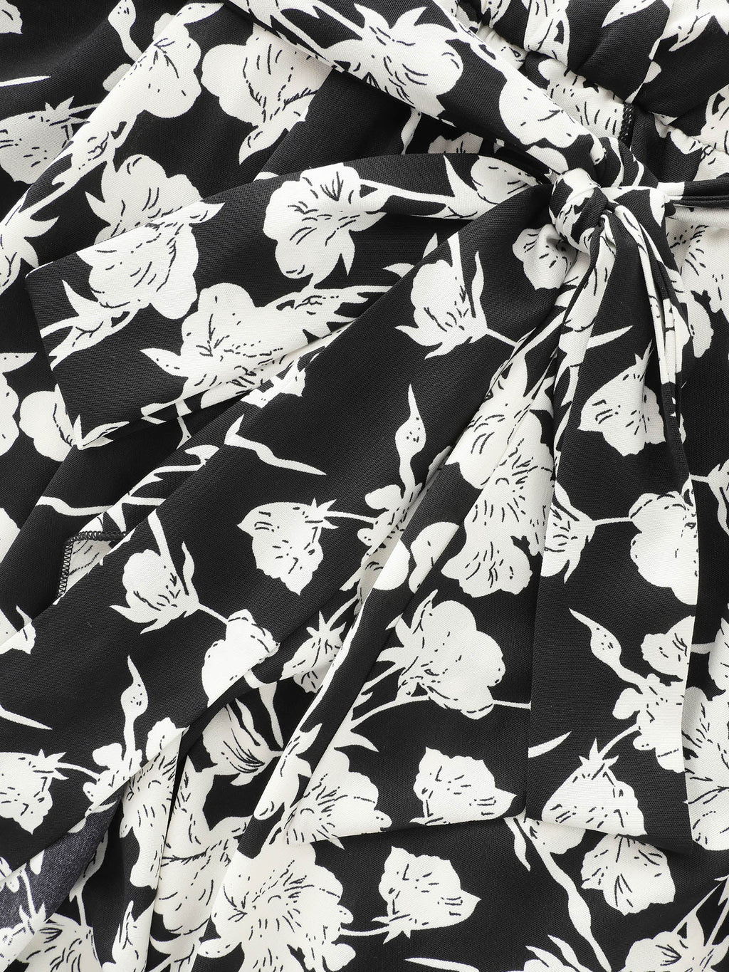 Floral Print Wrap Neckline Side Tie Midi Dress