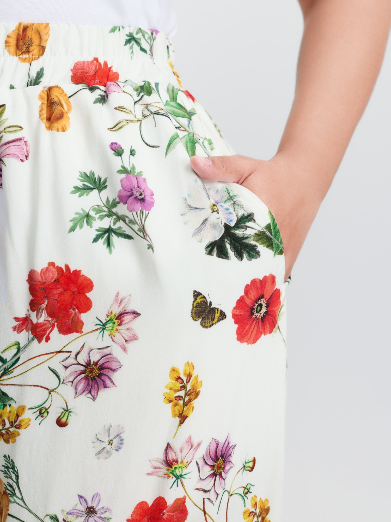 Floral Print Stretchy Waist Wide-Leg Pants