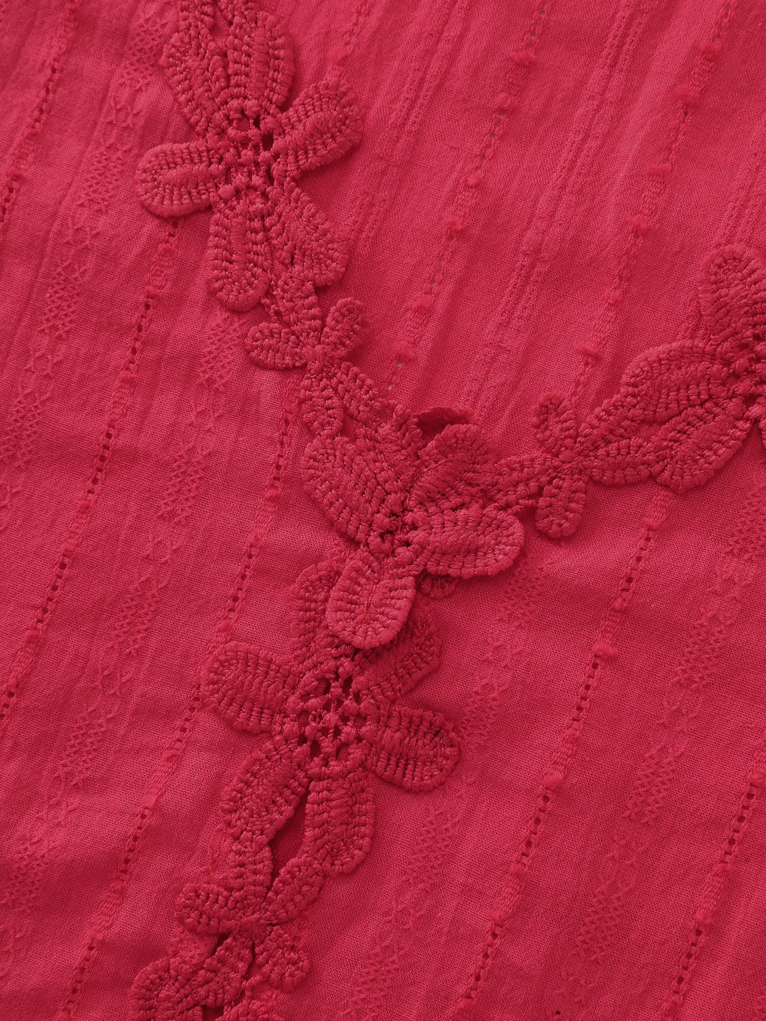 Cotton Floral Lace Detail Textured Tank Top
