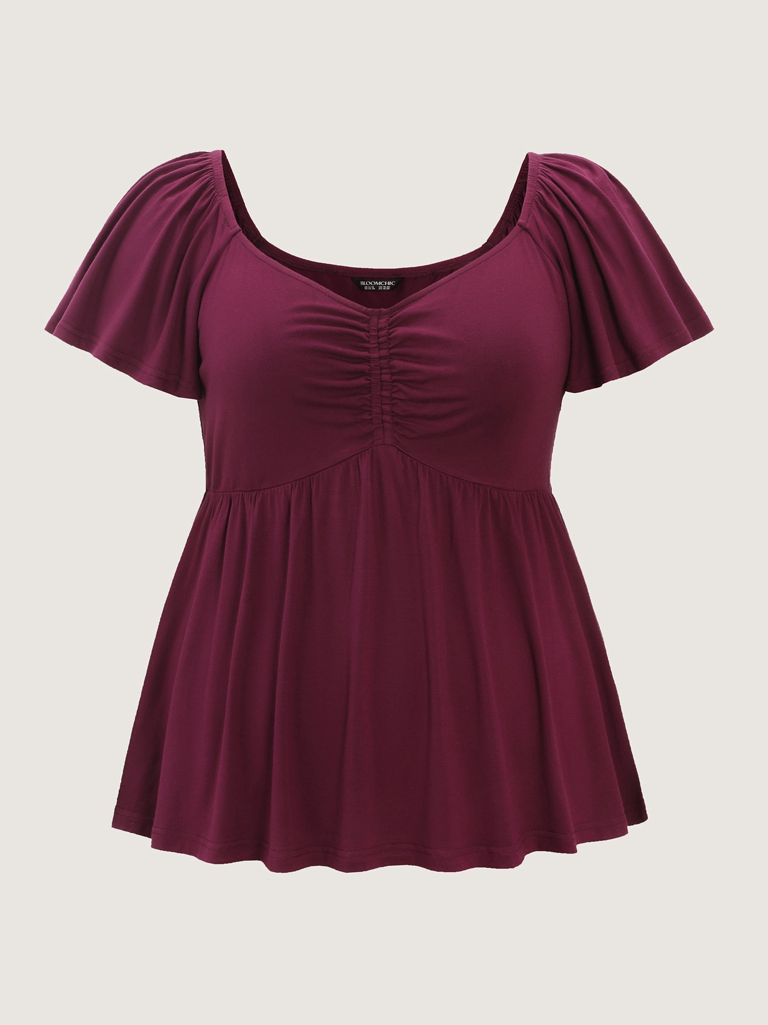 Stretchy Ruched Bodice Pleated Knit Top