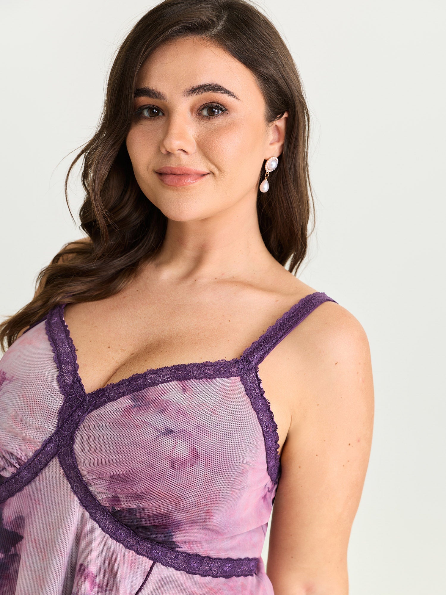 Floral Print Lace Detail Asymmetrical Tank Top