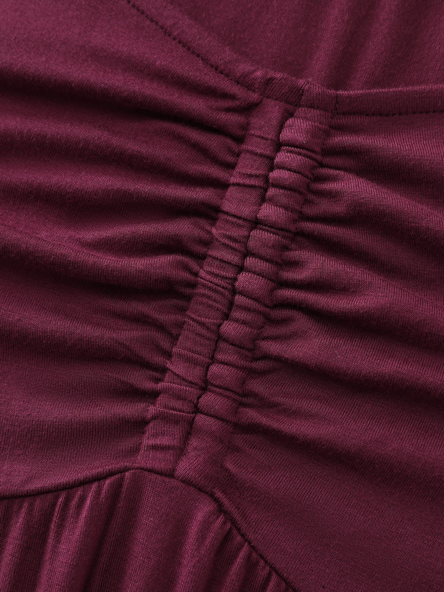 Stretchy Ruched Bodice Pleated Knit Top