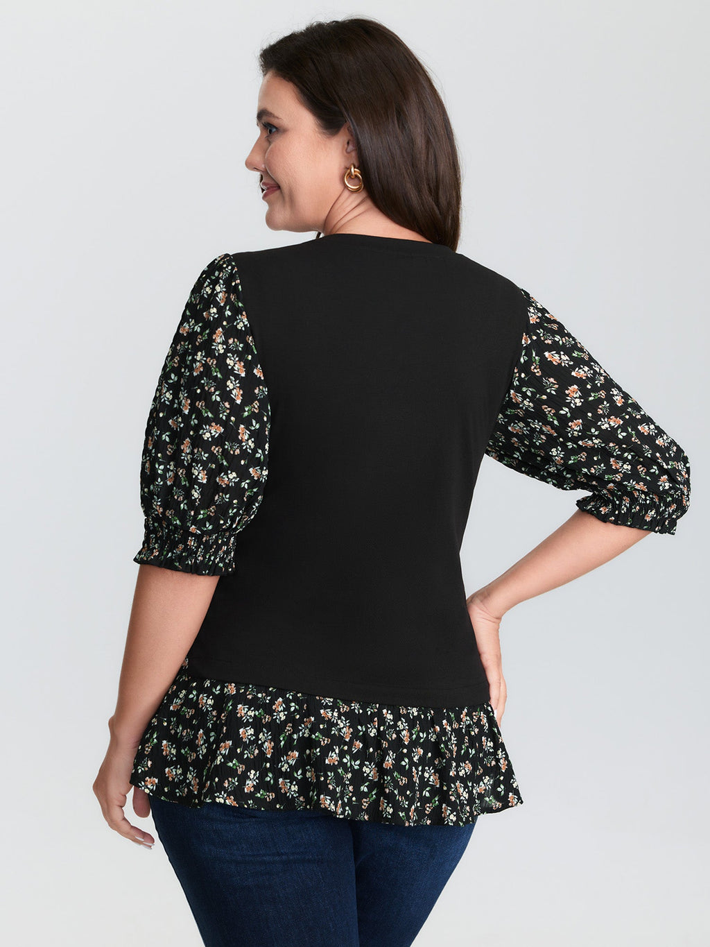 2-in-1 Floral Print Knit Top