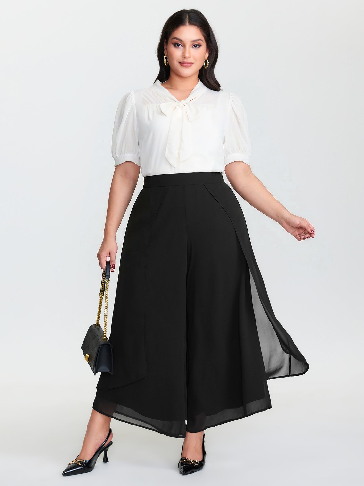 Chiffon Stretchy Waist Flowy Pants