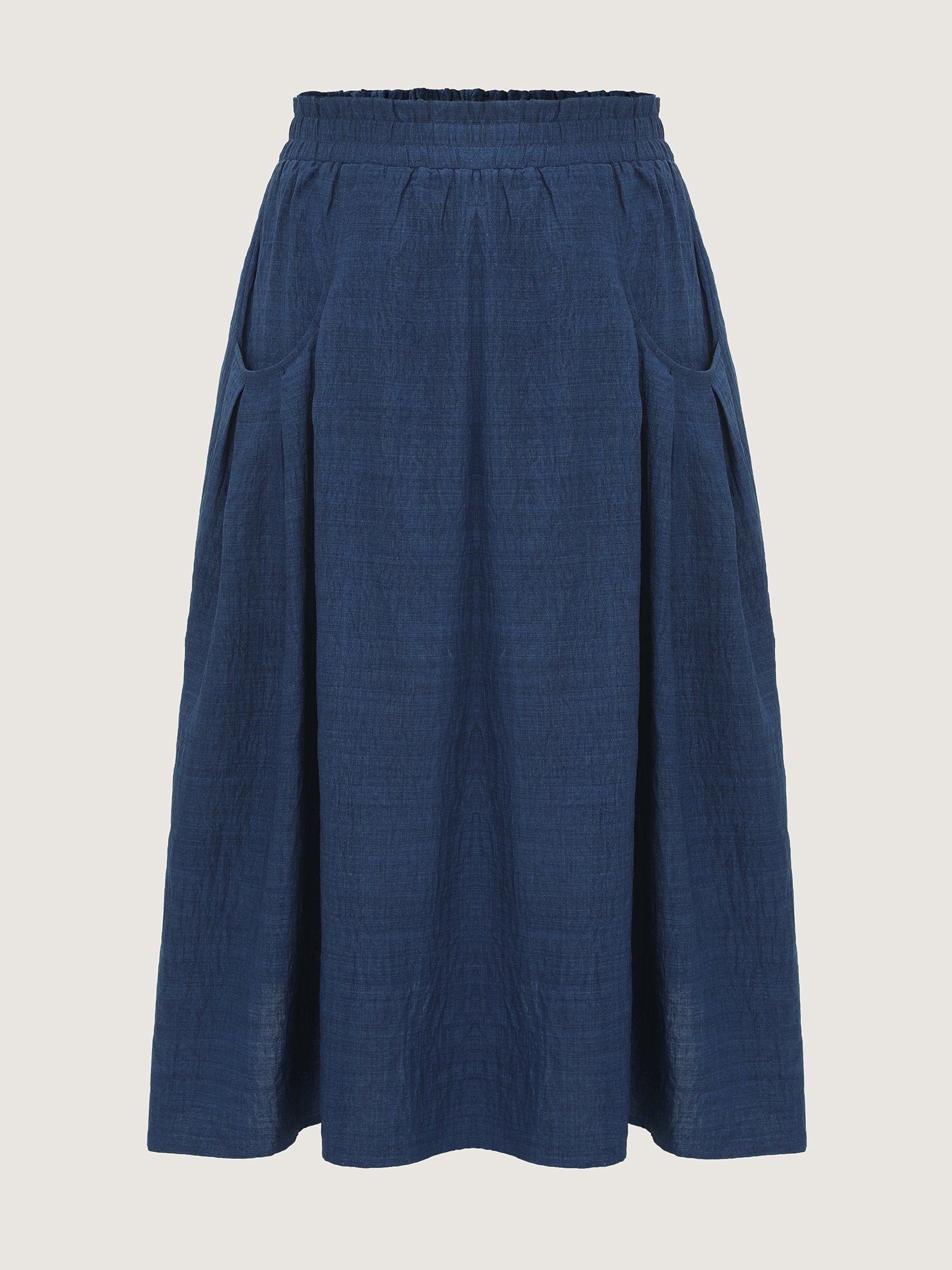 Drop Pockets Pleated Maxi Skirt