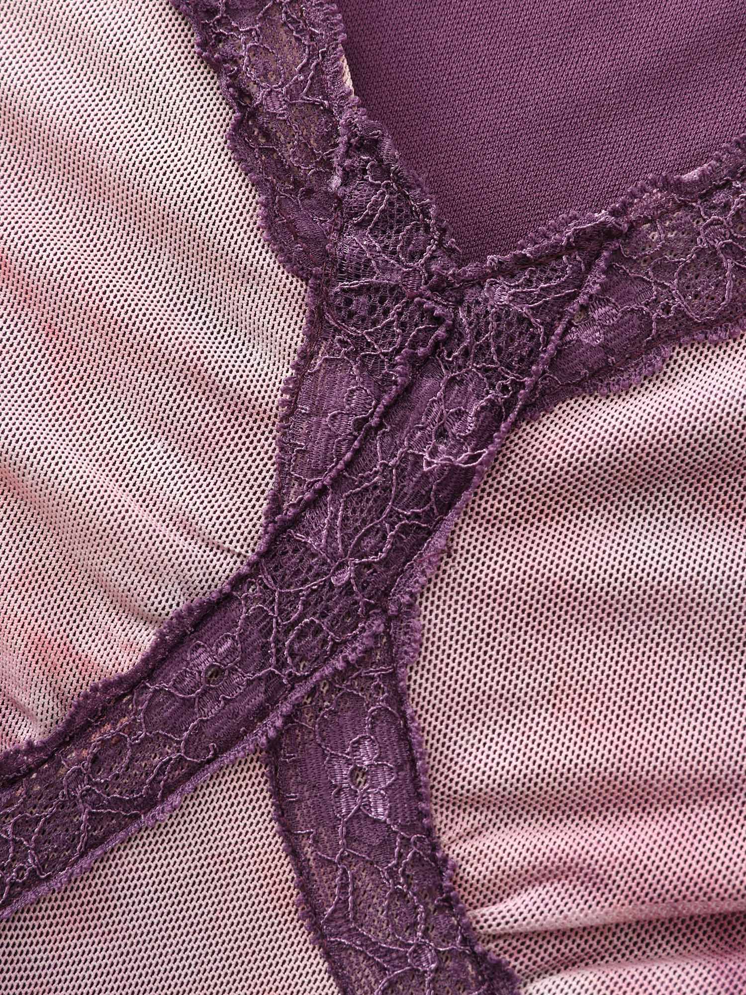 Floral Print Lace Detail Asymmetrical Tank Top