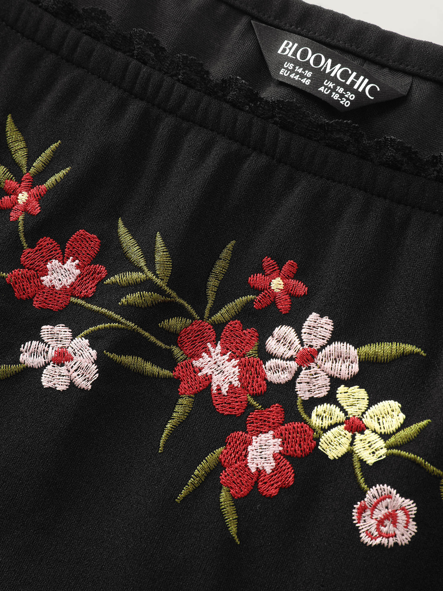 Floral Embroidered Babydoll Plain Knit Top