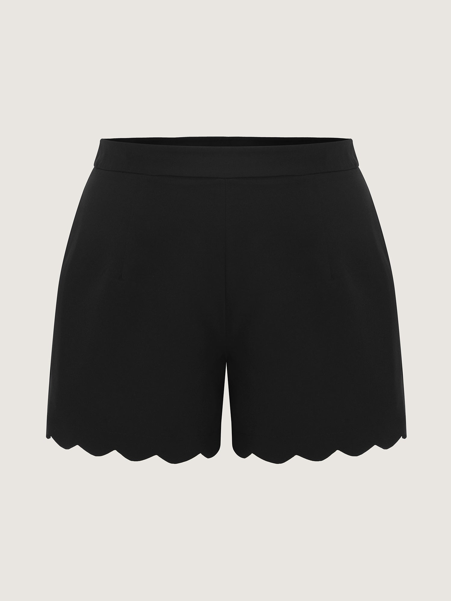Stretchy Scalloped Hem Shorts