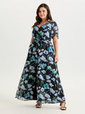Hidden Zipper Floral Layered Pockets Jumpsuit
