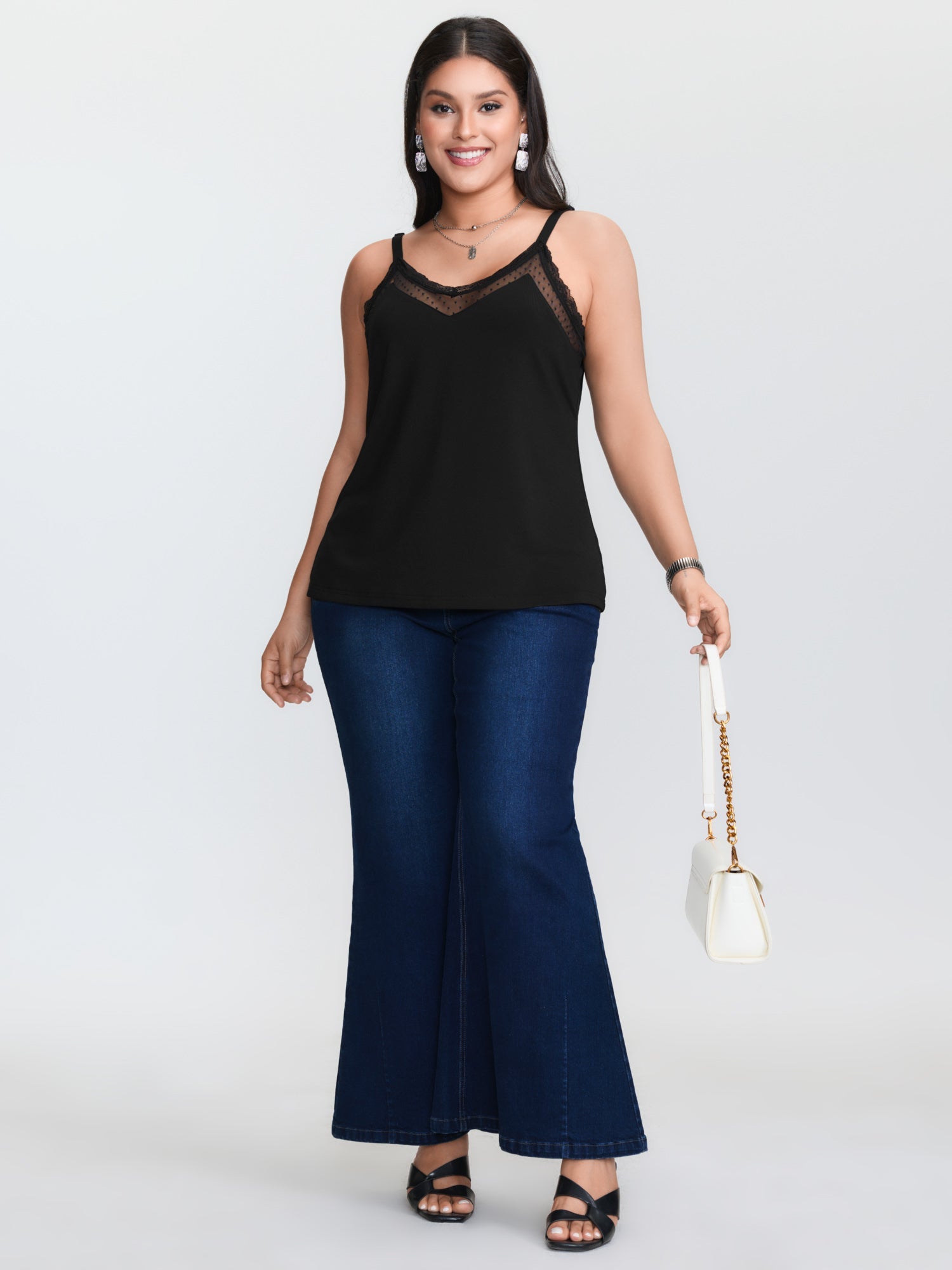 Sheer Lace Cut-Out Tank Top