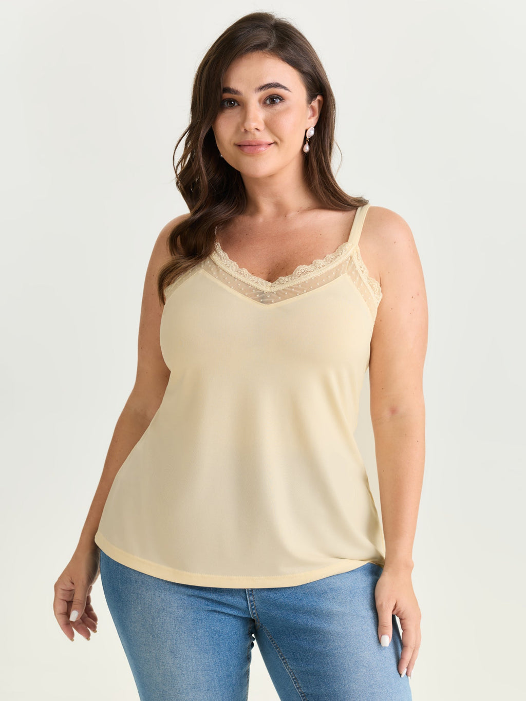 Sheer Lace Cut-Out Tank Top